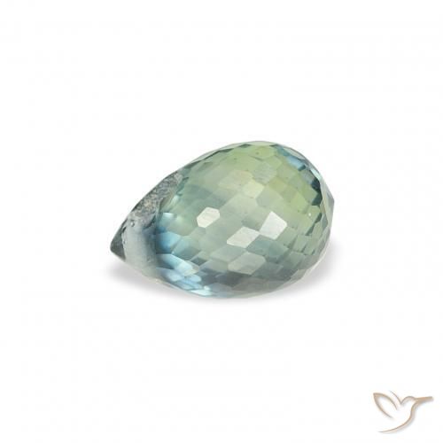 Zafiro Verde claro natural de 0.91 ct, Corte Briolette, VS