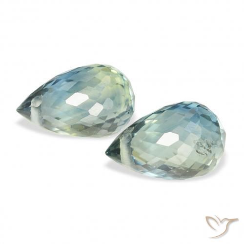 Gemas de Zafiro Cerceta natural de 1.42 ct, Corte Briolette, VS