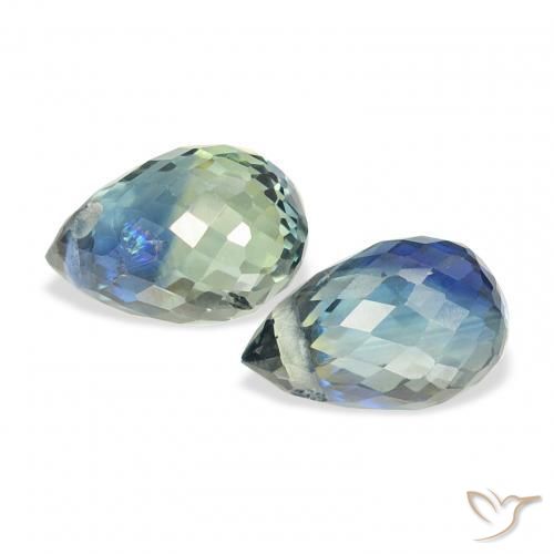 Gemas de Zafiro Cerceta natural de 1.49 ct, Corte Briolette, VVS-VS