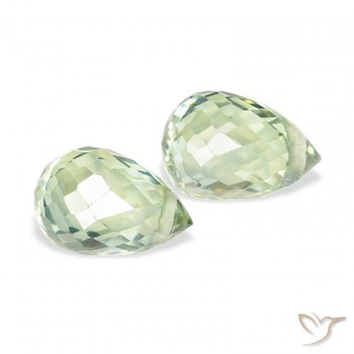 Gemas de Zafiro Verde salvia muy claro natural de 1.23 ct, Corte Briolette, VS