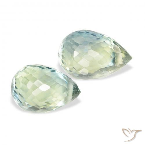 Gemas de Zafiro Verde salvia claro natural de 1.91 ct, Corte Briolette, VS