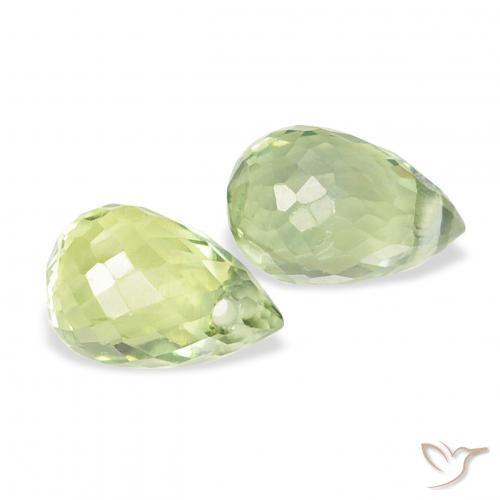 Gemas de Zafiro Verde lima claro natural de 0.89 ct, Corte Briolette, VS