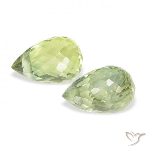 Gemas de Zafiro Verde lima claro natural de 0.89 ct, Corte Briolette, VS