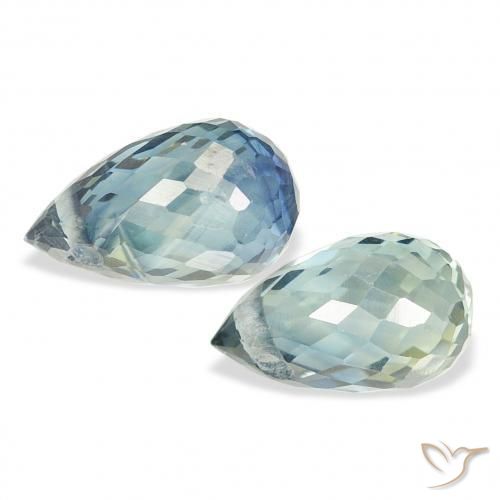 Gemas de Zafiro Cerceta natural de 1.71 ct, Corte Briolette, VS
