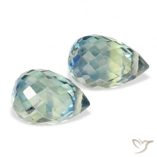 Gemas de Zafiro Cerceta natural de 1.93 ct, Corte Briolette, VS