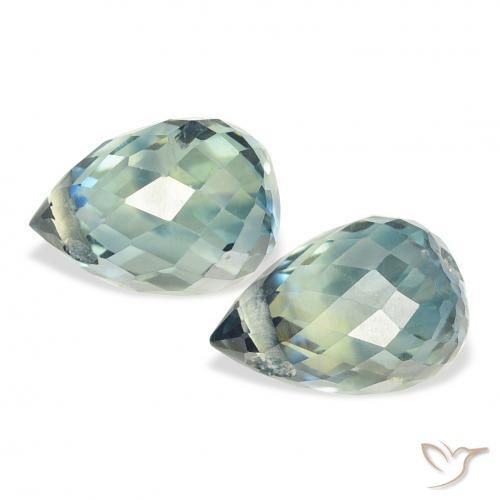 Gemas de Zafiro Cerceta natural de 1.93 ct, Corte Briolette, VS