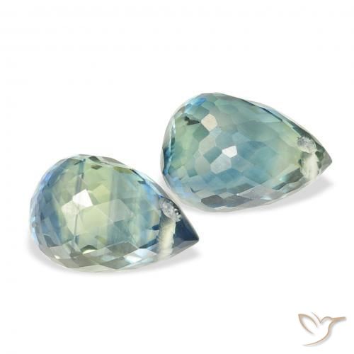 Gemas de Zafiro Cerceta natural de 1.77 ct, Corte Briolette, VS