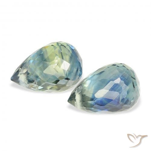 Gemas de Zafiro Cerceta natural de 1.77 ct, Corte Briolette, VS