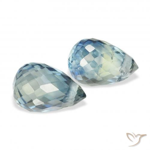 Gemas de Zafiro Cerceta natural de 1.54 ct, Corte Briolette, VS