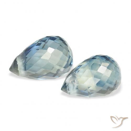 Gemas de Zafiro Cerceta natural de 1.54 ct, Corte Briolette, VS