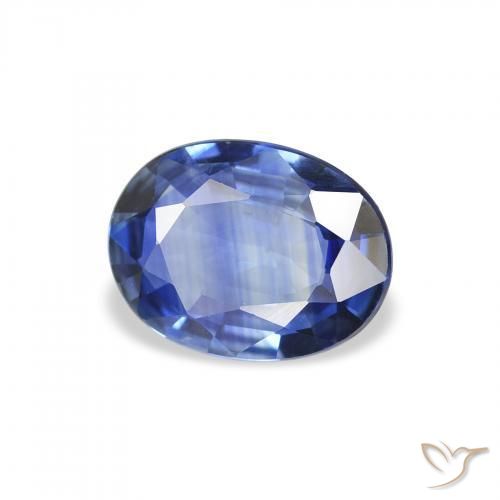 Zafiro Azul oscuro medio natural de 1.15 ct, Ovalada, VVS-VS