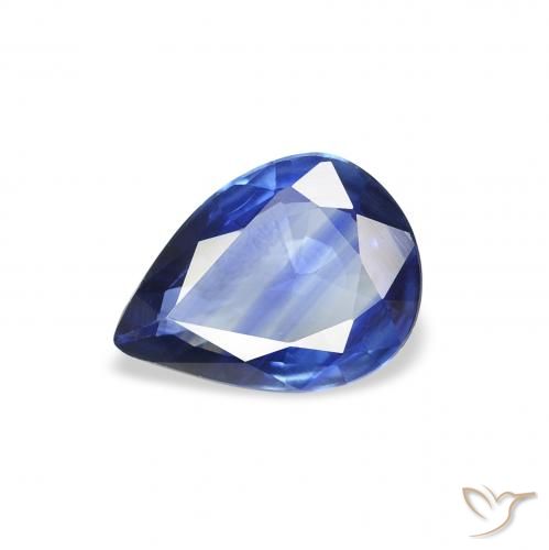 Zafiro Azul oscuro medio natural de 0.80 ct, En forma de pera, VVS-VS