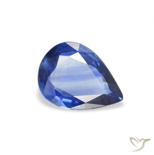 Zafiro Azul oscuro medio natural de 0.80 ct, En forma de pera, VVS-VS