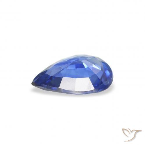 Zafiro Azul oscuro medio natural de 0.80 ct, En forma de pera, VVS-VS