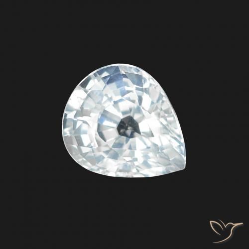 Zafiro Blanco azulado natural de 1.34 ct, En forma de pera, VS