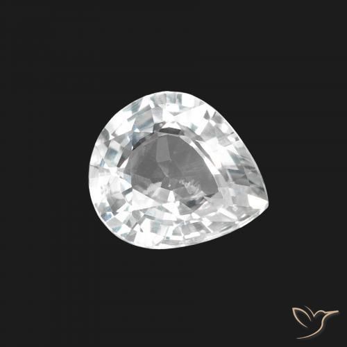 Zafiro Blanco azulado natural de 1.41 ct, En forma de pera, VS