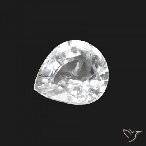 Zafiro Blanco azulado natural de 1.41 ct, En forma de pera, VS