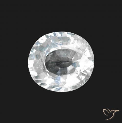 Zafiro Blanco azulado natural de 1.64 ct, Ovalada, VS