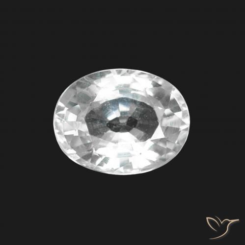1.50ct Natural Blanco azulado Zafiro, Ovalada, VS