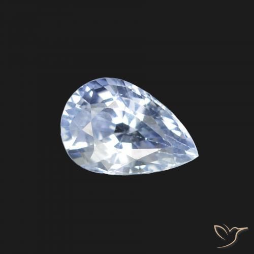 Zafiro Blanco azulado natural de 1.29 ct, En forma de pera, VS
