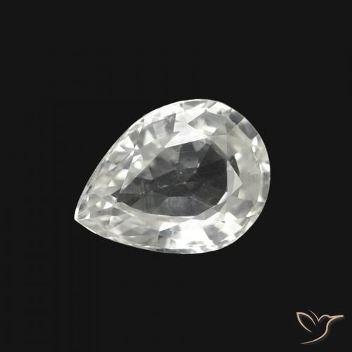 1.25ct Natural Blanco Zafiro, En forma de pera, VVS-VS