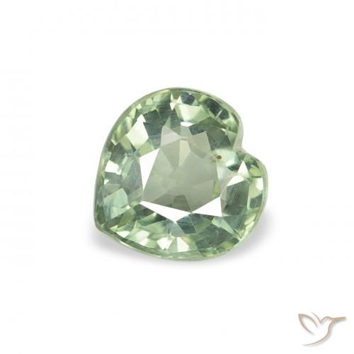 Zafiro Verde musgoso natural de 0.68 ct, Corazón, VS
