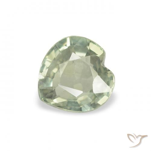 0.61ct Natural Verde claro Zafiro, Corazón, VS
