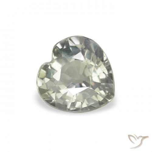 Zafiro Gris verdoso natural de 0.77 ct, Corazón, VS
