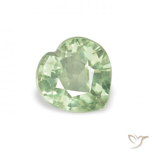 Zafiro Verde claro natural de 0.71 ct, Corazón, VVS-VS