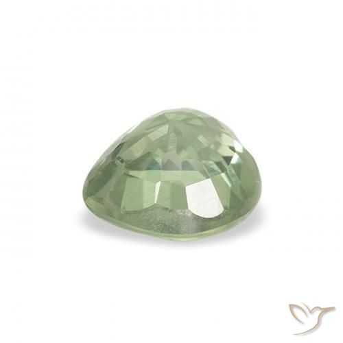 Zafiro Verde claro natural de 0.71 ct, Corazón, VVS-VS