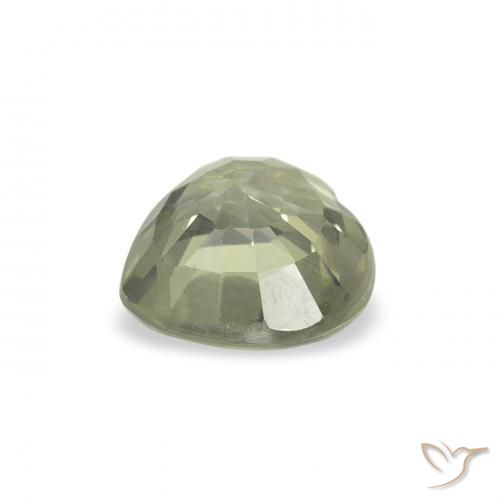 Zafiro Verde amarillento natural de 0.70 ct, Corazón, VVS-VS