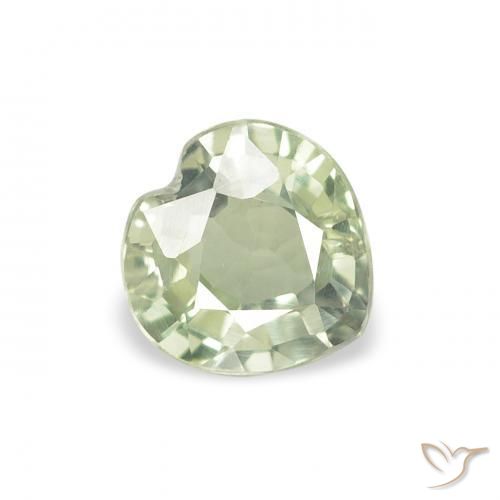 Zafiro Verde claro natural de 0.65 ct, Corazón, VVS-VS