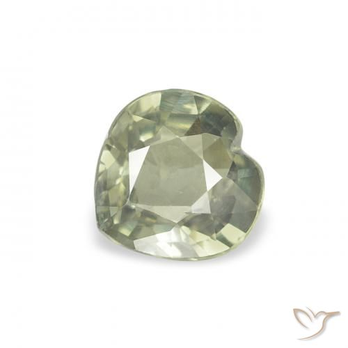 0.55ct Natural Verde grisáceo Zafiro, Corazón, VVS-VS