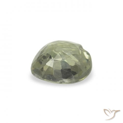 Zafiro Verde grisáceo natural de 0.55 ct, Corazón, VVS-VS