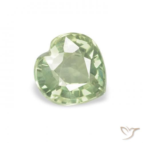 Zafiro Verde salvia muy claro natural de 0.76 ct, Corazón, VVS-VS