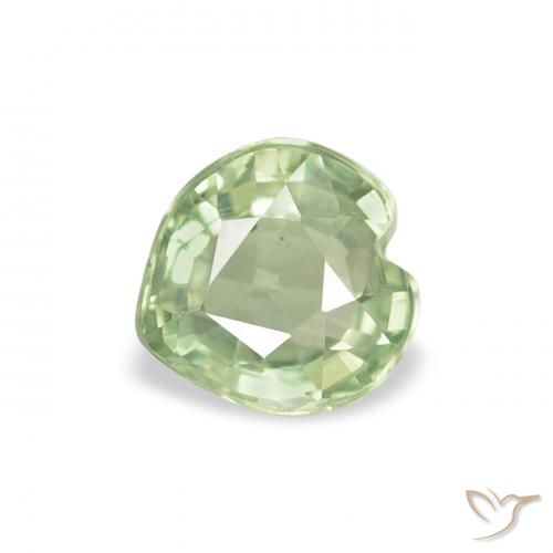 0.65ct Natural Verde salvia muy claro Zafiro, Corazón, VVS-VS