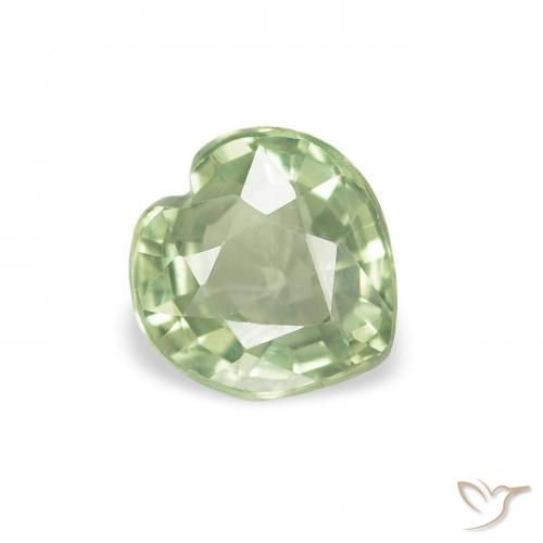 Zafiro Verde salvia muy claro natural de 0.65 ct, Corazón, VVS-VS