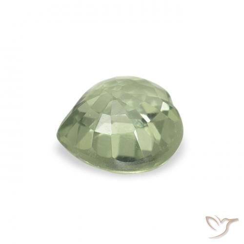 Zafiro Verde salvia muy claro natural de 0.65 ct, Corazón, VVS-VS