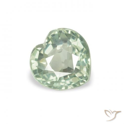 Zafiro Verde claro natural de 0.69 ct, Corazón, VVS-VS