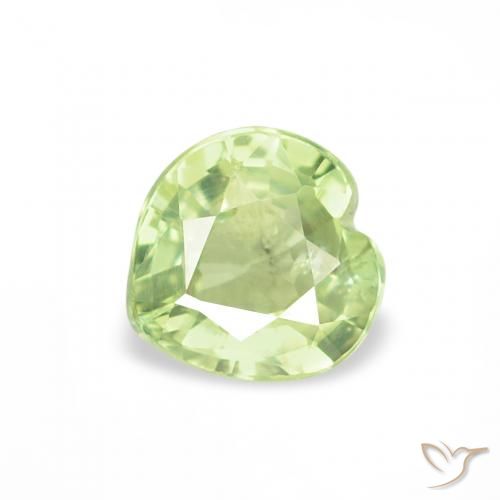 0.59ct Natural Verde amarillo claro Zafiro, Corazón, VS