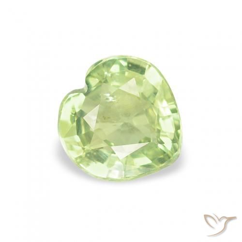Zafiro Verde amarillo claro natural de 0.59 ct, Corazón, VS