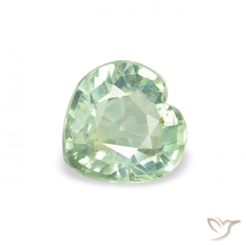 0.70ct Natural Verde claro Zafiro, Corazón, VS