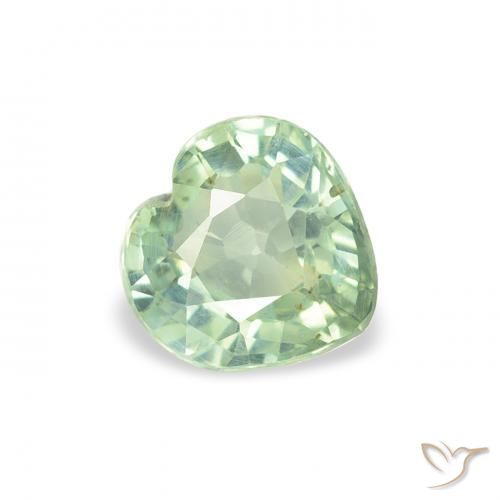 Zafiro Verde claro natural de 0.70 ct, Corazón, VS