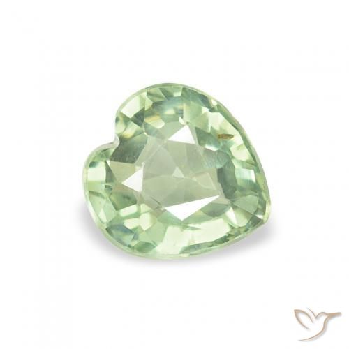 Zafiro Verde salvia claro natural de 0.67 ct, Corazón, VS