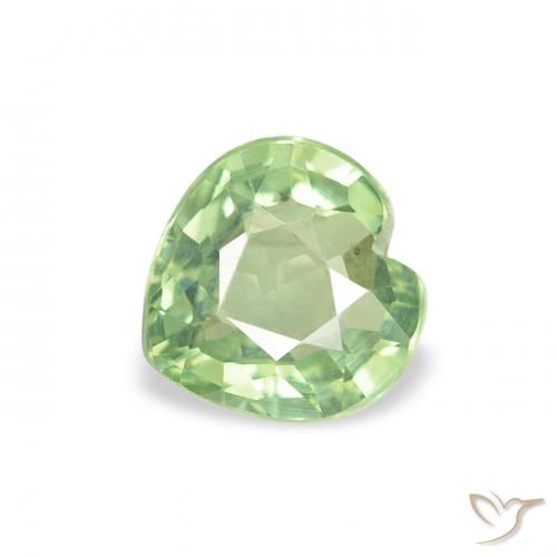 Zafiro Verde claro natural de 0.66 ct, Corazón, VS