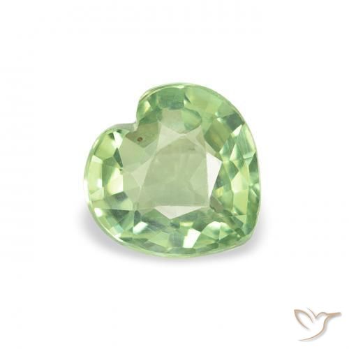 Zafiro Verde claro natural de 0.66 ct, Corazón, VS