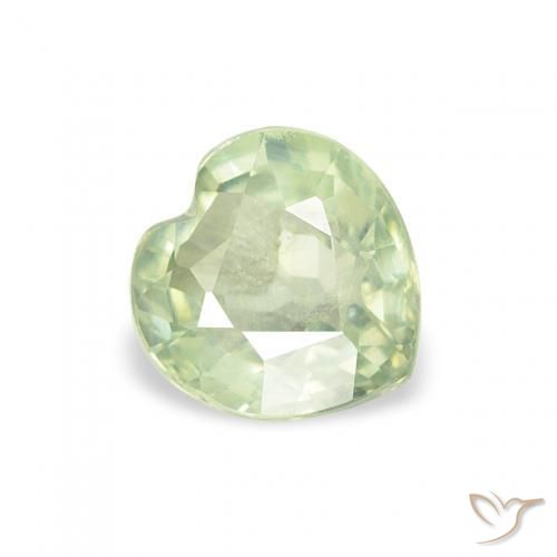 0.69ct Natural Verde muy claro Zafiro, Corazón, VS
