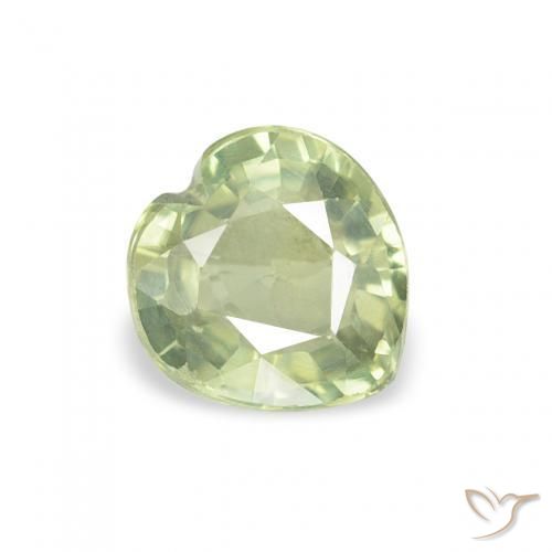 Zafiro Verde amarillento natural de 0.62 ct, Corazón, VS