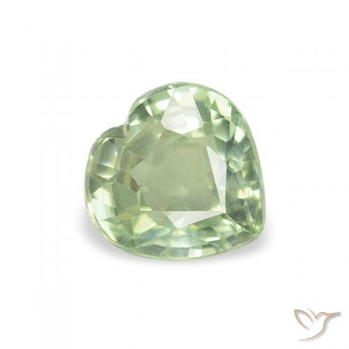 Zafiro Verde claro natural de 0.66 ct, Corazón, VS
