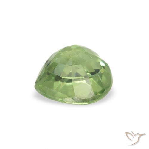 Zafiro Verde cálido natural de 0.64 ct, Corazón, VS